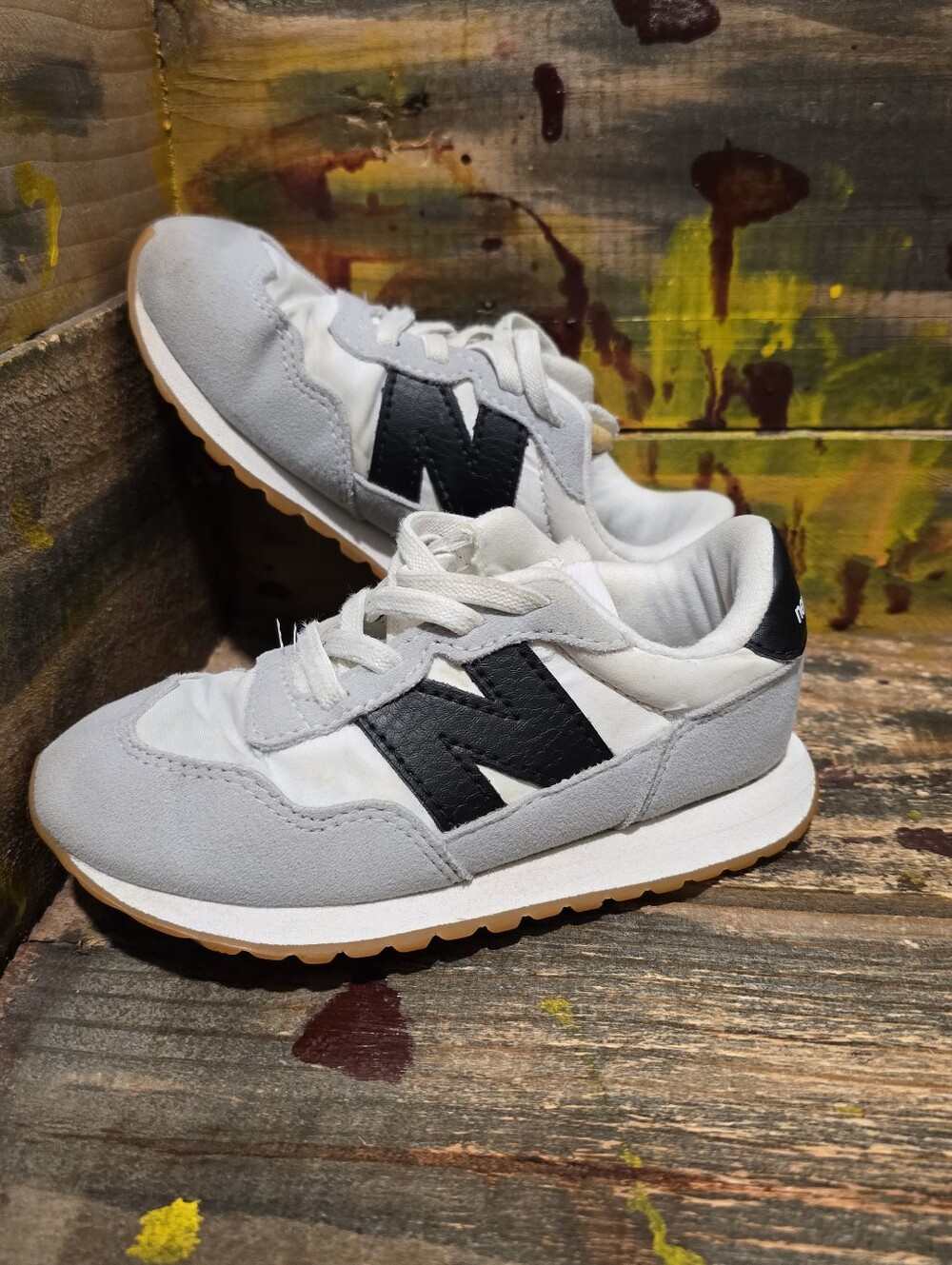 New Balance 237 Black Gray White kid sneakers size 10C used